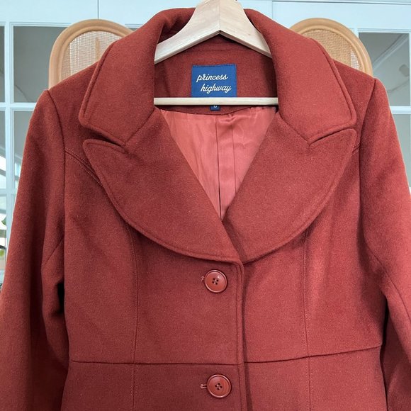 Modcloth Princess Highway Red Wool-blend Coat - Picture 3 of 9